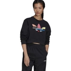 Adidas Adicolor Shattered Trefoil Cropped Sweatshirt XL Black 100% Cotton